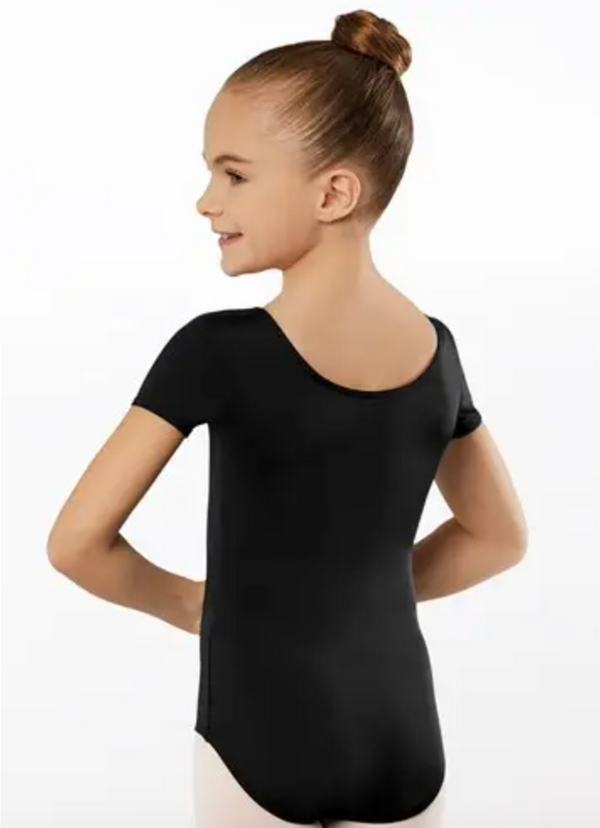 BLACK SHORT SLEEVE HIGH BACK LEOTARD