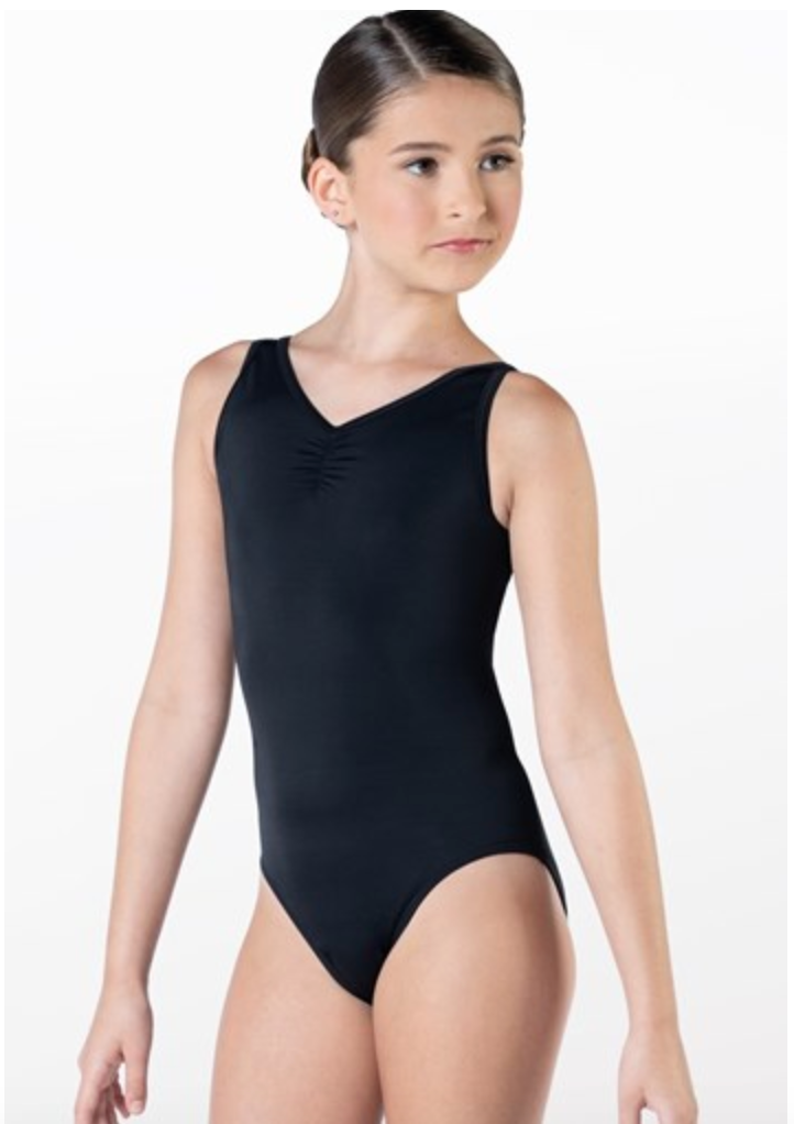 BLACK PINCH FRONT MESH LEOTARD