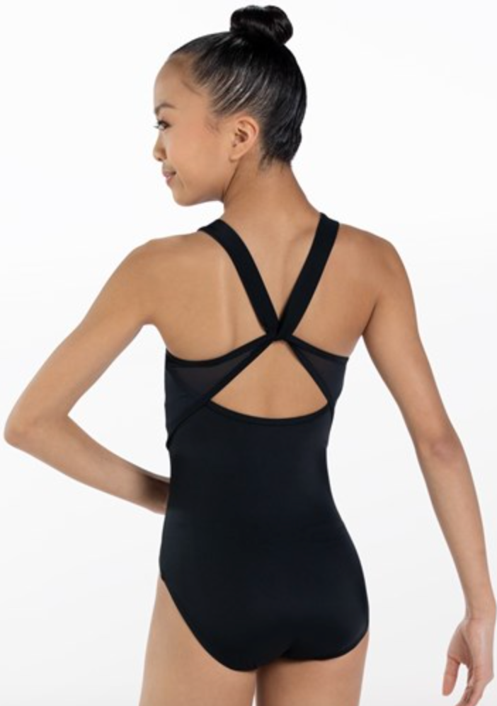 BLACK LOOPED MESH BACK TANK LEOTARD