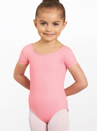 PINK SHORT SLEEVE HIGH BACK LEOTARD