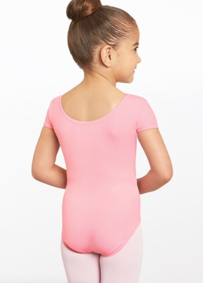 PINK SHORT SLEEVE HIGH BACK LEOTARD