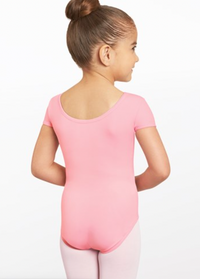 PINK SHORT SLEEVE HIGH BACK LEOTARD